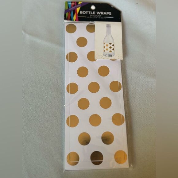 2.5” NEW Gold Polka Dot Bottle Wraps Set of 2 - Picture 5 of 6